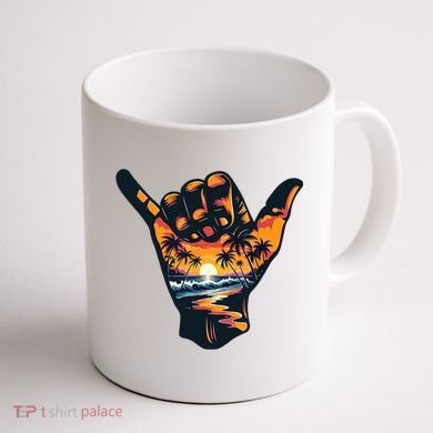 Shaka Hand Sign Aloha Surfing Surf Summer Vacation Beach  Coffee Mug back