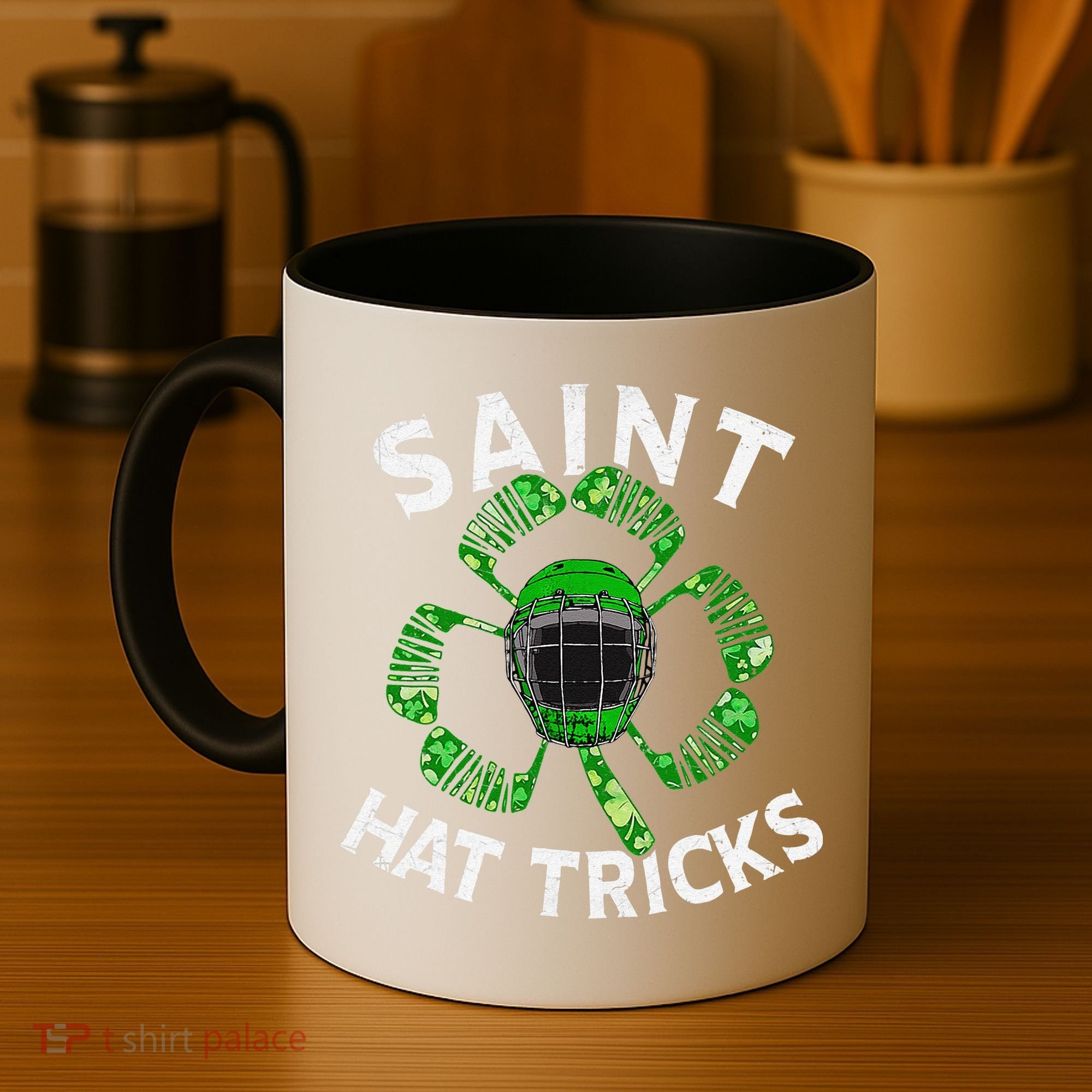 Saint Hattrick St Patrick's Day Hockey Hat Tricks Coffee Mug