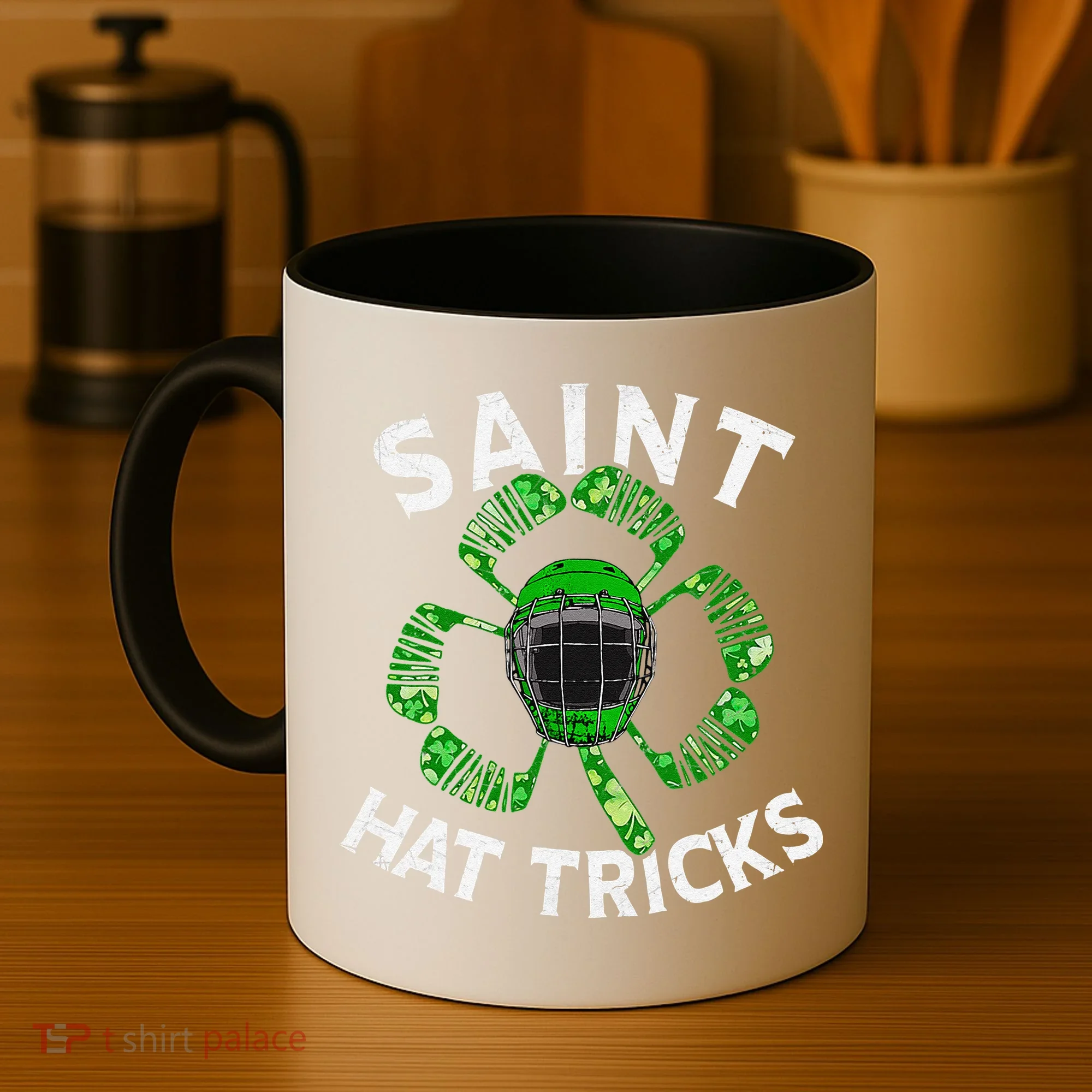 Saint Hattrick St Patrick's Day Hockey Hat Tricks Coffee Mug
