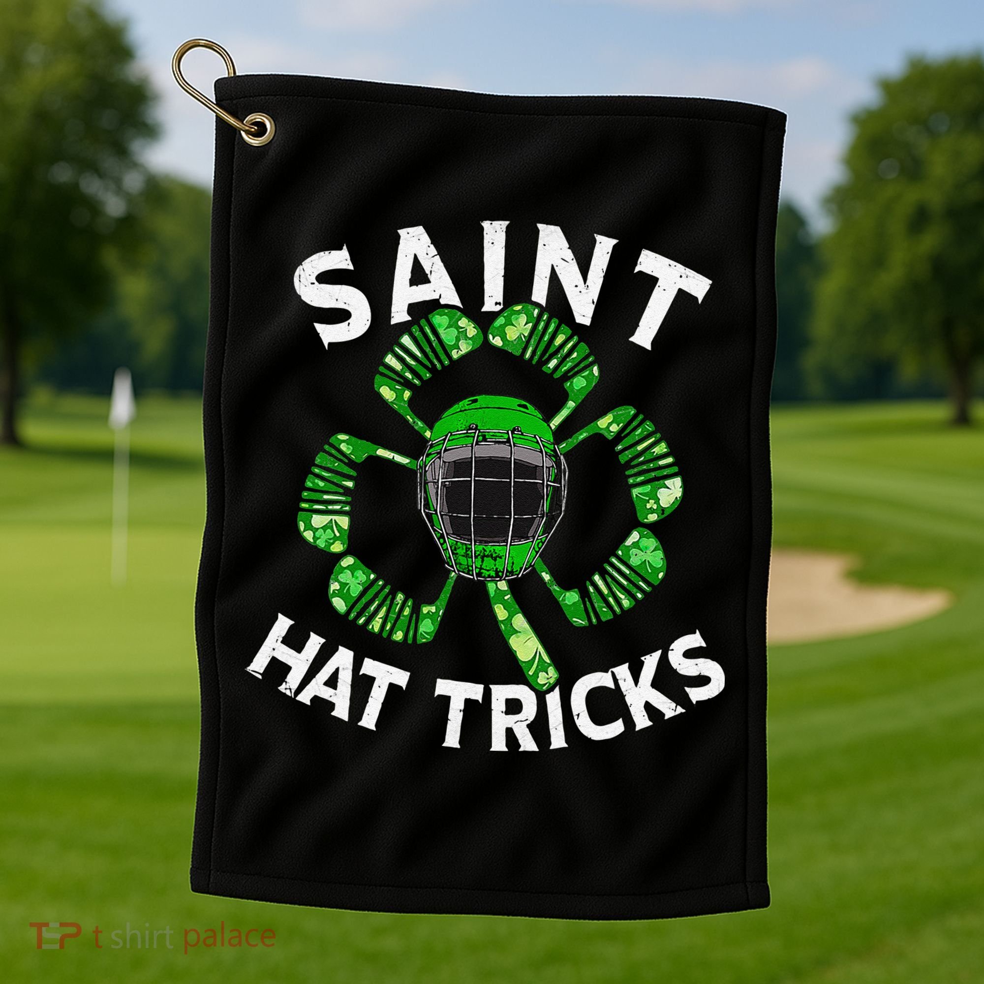 Saint Hattrick St Patrick's Day Hockey Hat Tricks Golf Towel