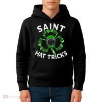 Saint Hattrick St Patrick's Day Hockey Hat Tricks Kids Hoodie thumb 4
