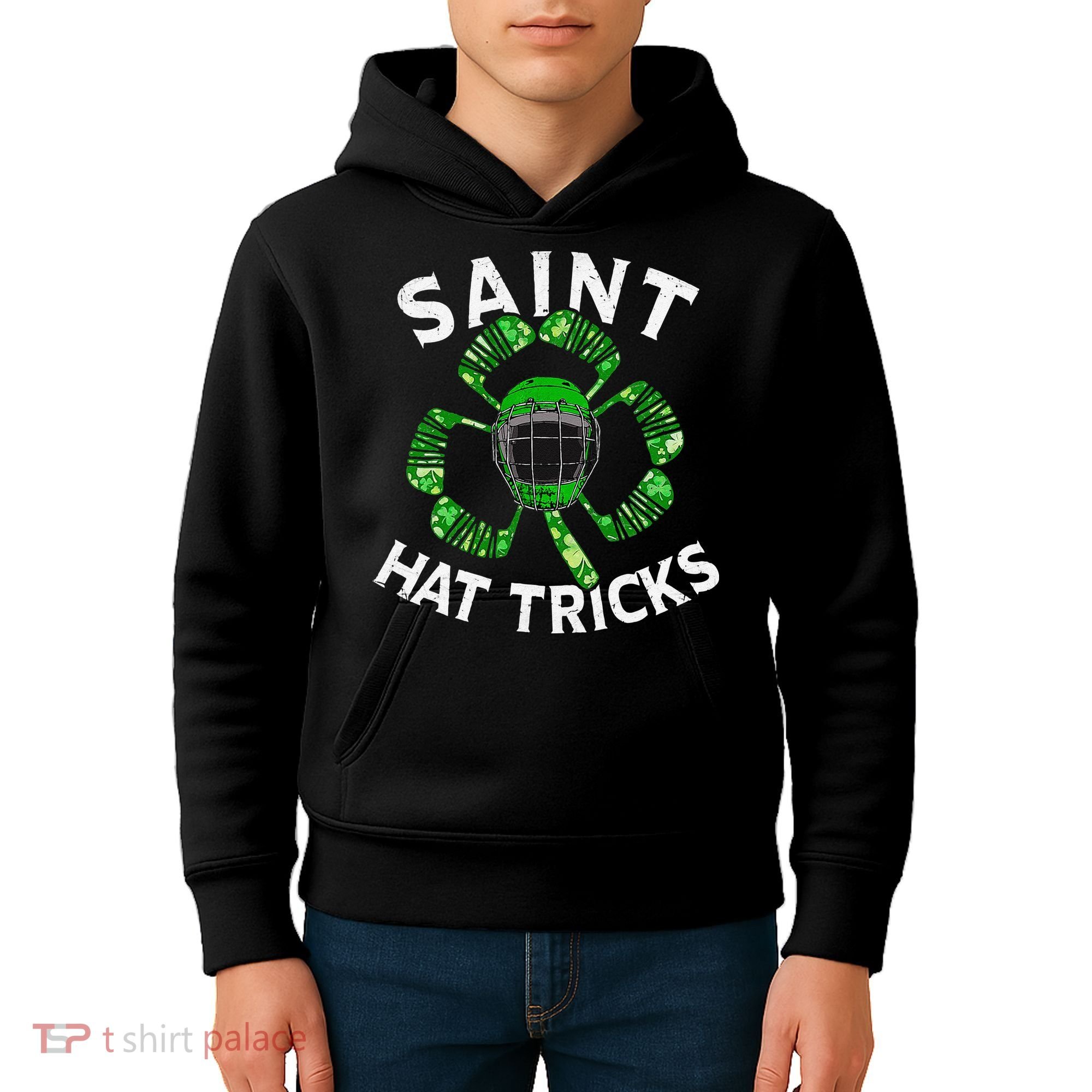 Saint Hattrick St Patrick's Day Hockey Hat Tricks Kids Hoodie