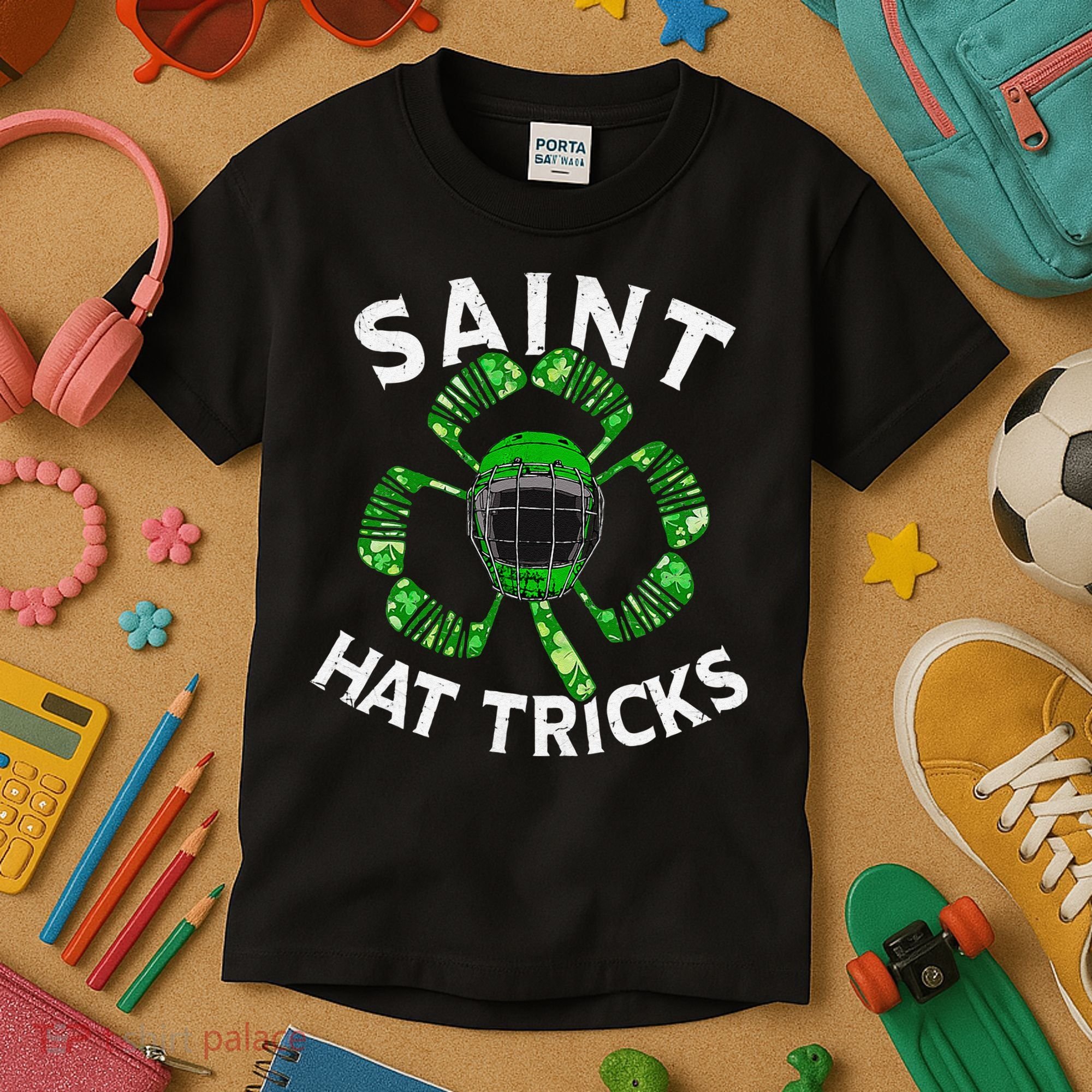 Saint Hattrick St Patrick's Day Hockey Hat Tricks Kids T-Shirt