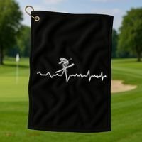 Skier Heartbeat Ski Instructor Winter Sport Skiing Ski Gift Golf Towel thumb 1
