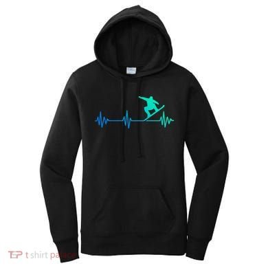 Snowboarder Heartbeat Snowboarding Skiing Gift Women's Hoodie