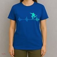 Snowboarder Heartbeat Snowboarding Skiing Gift T-Shirt thumb 4