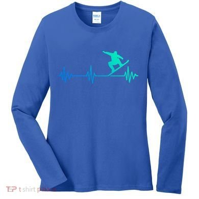 Snowboarder Heartbeat Snowboarding Skiing Gift Women's Long Sleeve Shirt
