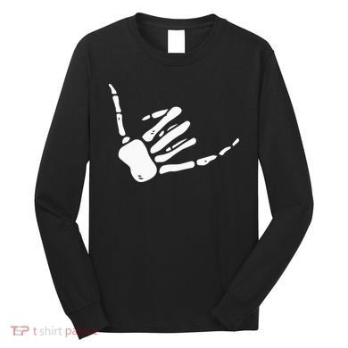 Skeleton Hand Shaka Sign Hang Loose Bones Long Sleeve Shirt