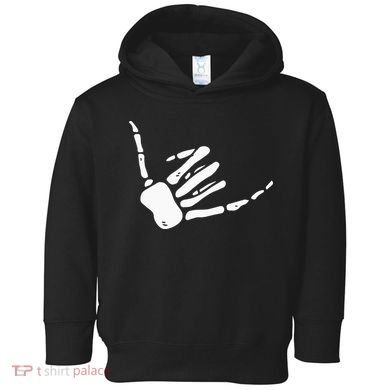 Skeleton Hand Shaka Sign Hang Loose Bones Toddler Hoodie