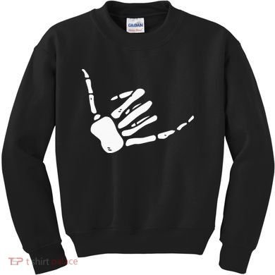 Skeleton Hand Shaka Sign Hang Loose Bones Kids Sweatshirt