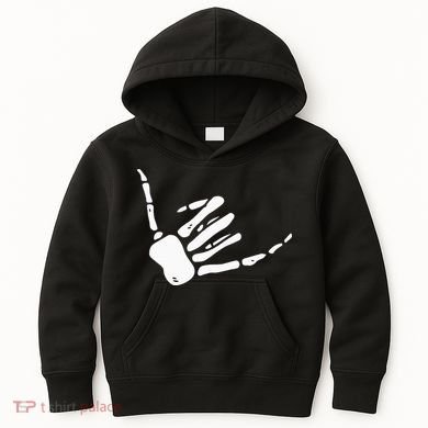 Skeleton Hand Shaka Sign Hang Loose Bones Kids Hoodie
