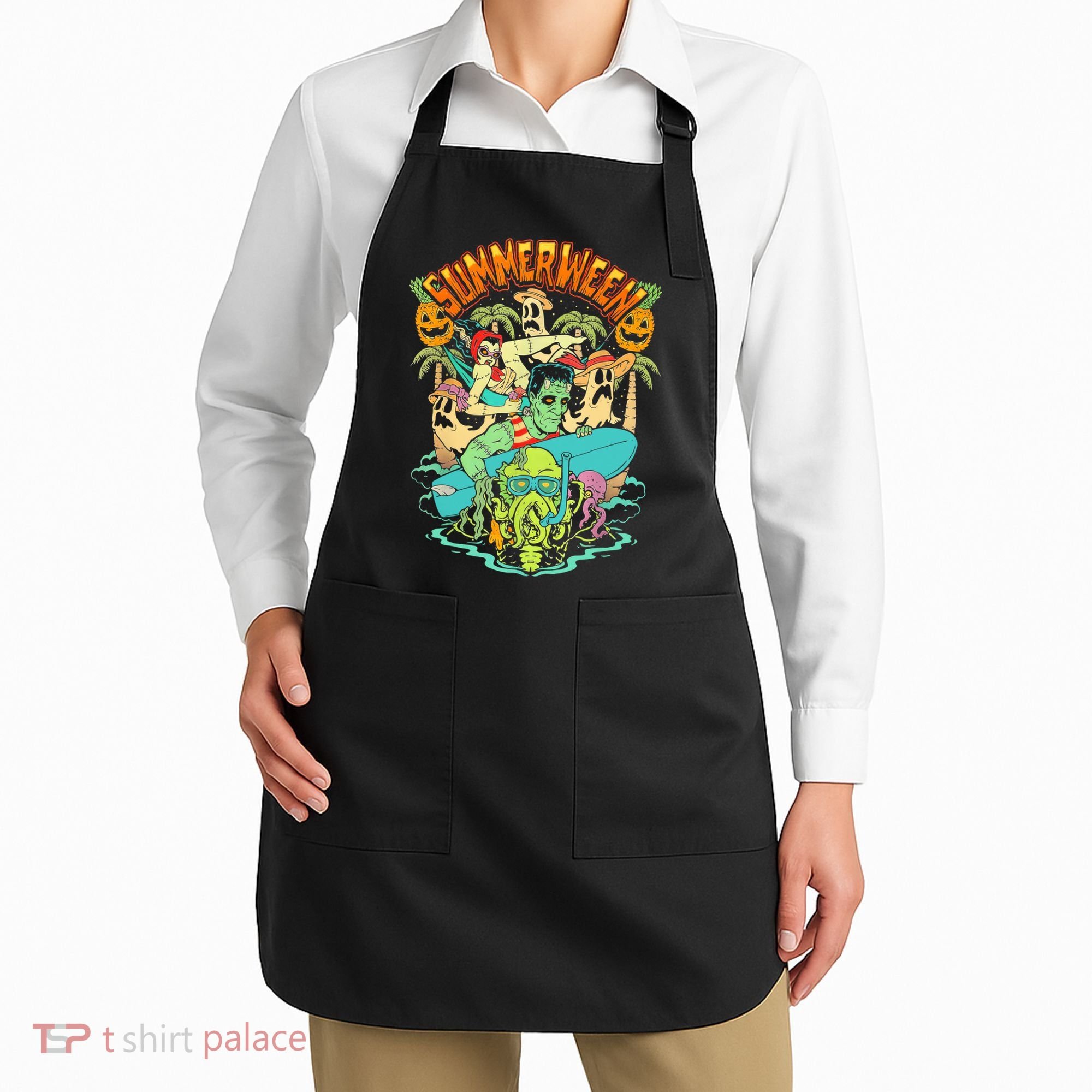 Summerween Happy Summerween Summer Halloween Holiday Apron