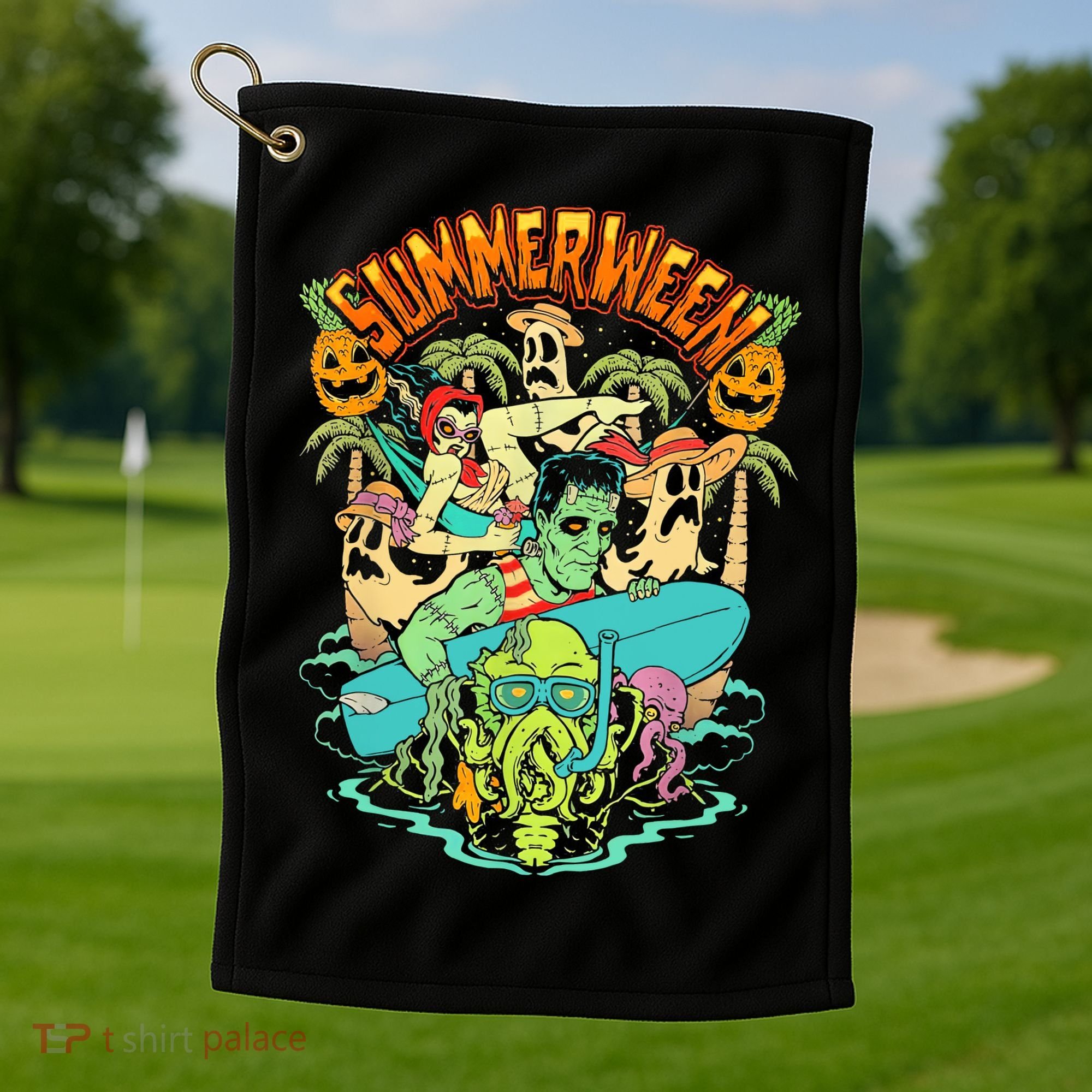 Summerween Happy Summerween Summer Halloween Holiday Golf Towel