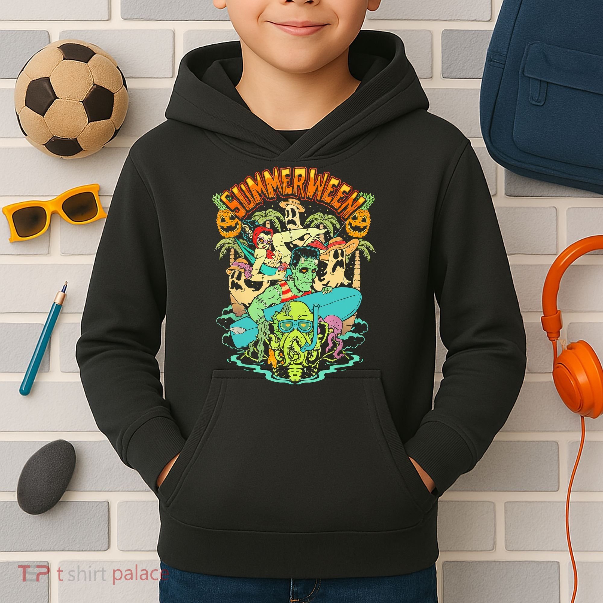 Summerween Happy Summerween Summer Halloween Holiday Kids Hoodie