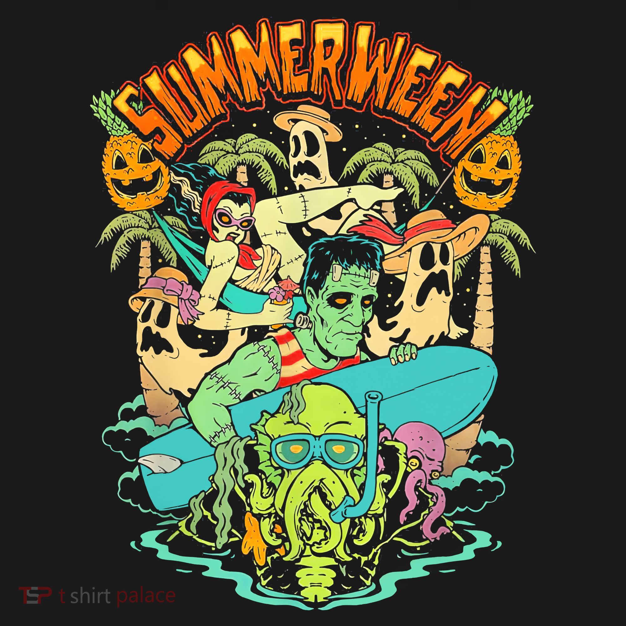 Summerween Happy Summerween Summer Halloween Holiday Kids Long Sleeve Shirt