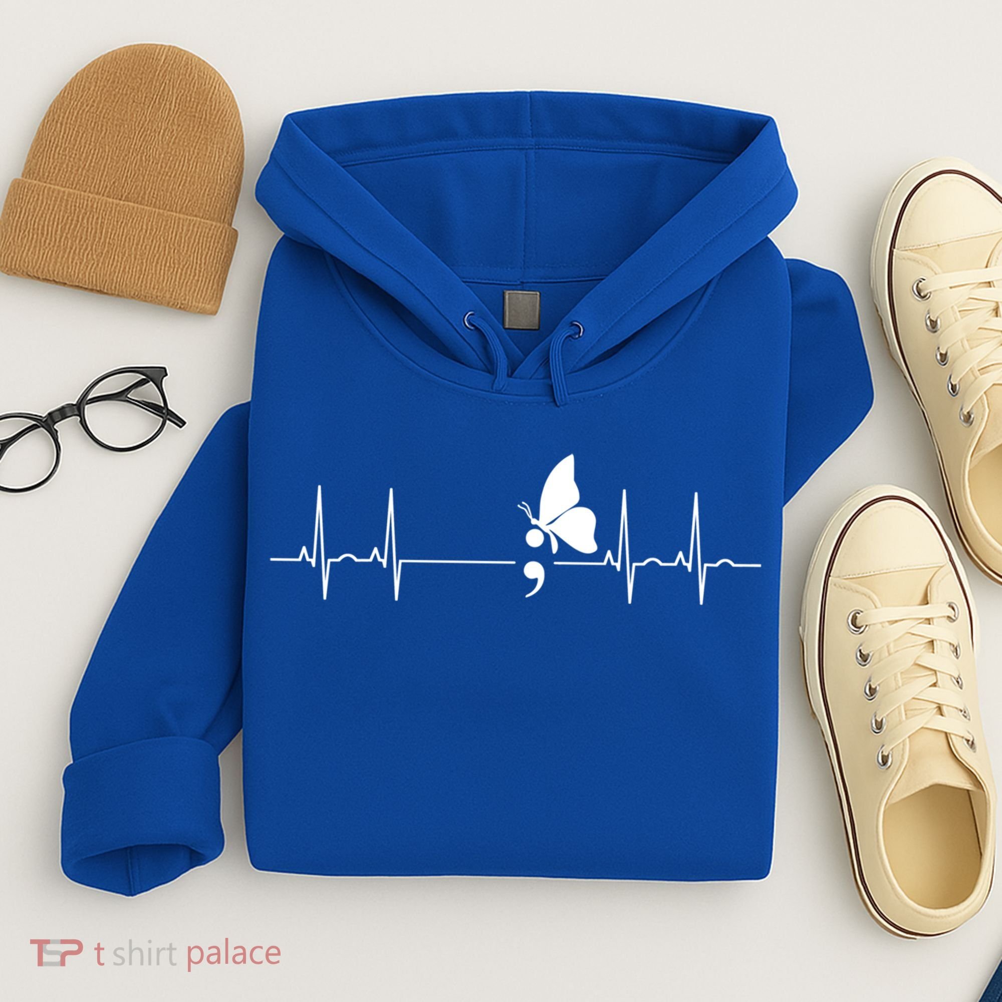 Semicolon Heartbeat Suicide Prevention Gift Hoodie