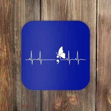 Semicolon Heartbeat Suicide Prevention Gift Coaster