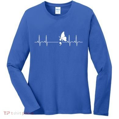 Semicolon Heartbeat Suicide Prevention Gift Women's Long Sleeve Shirt