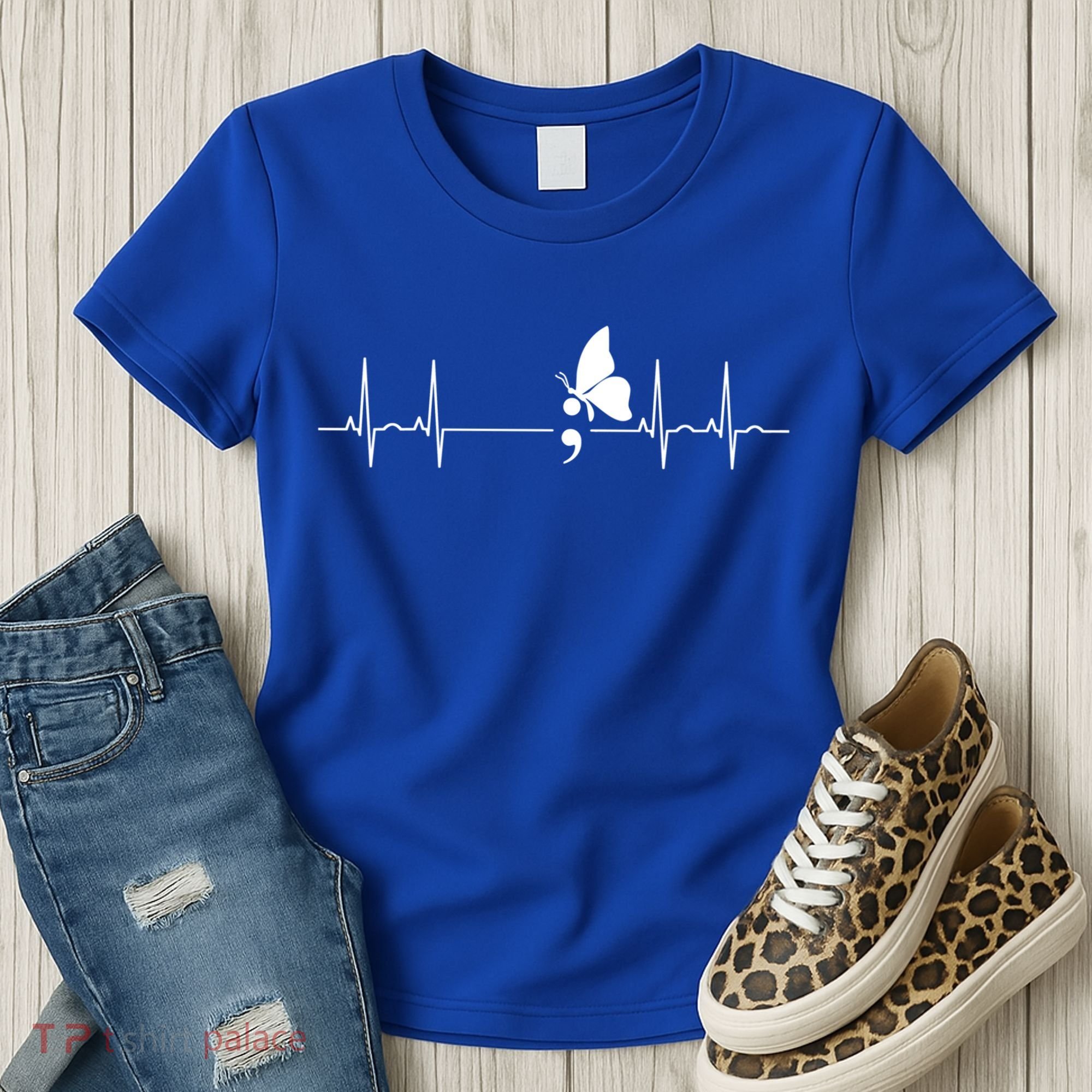 Semicolon Heartbeat Suicide Prevention Gift Women's T-Shirt