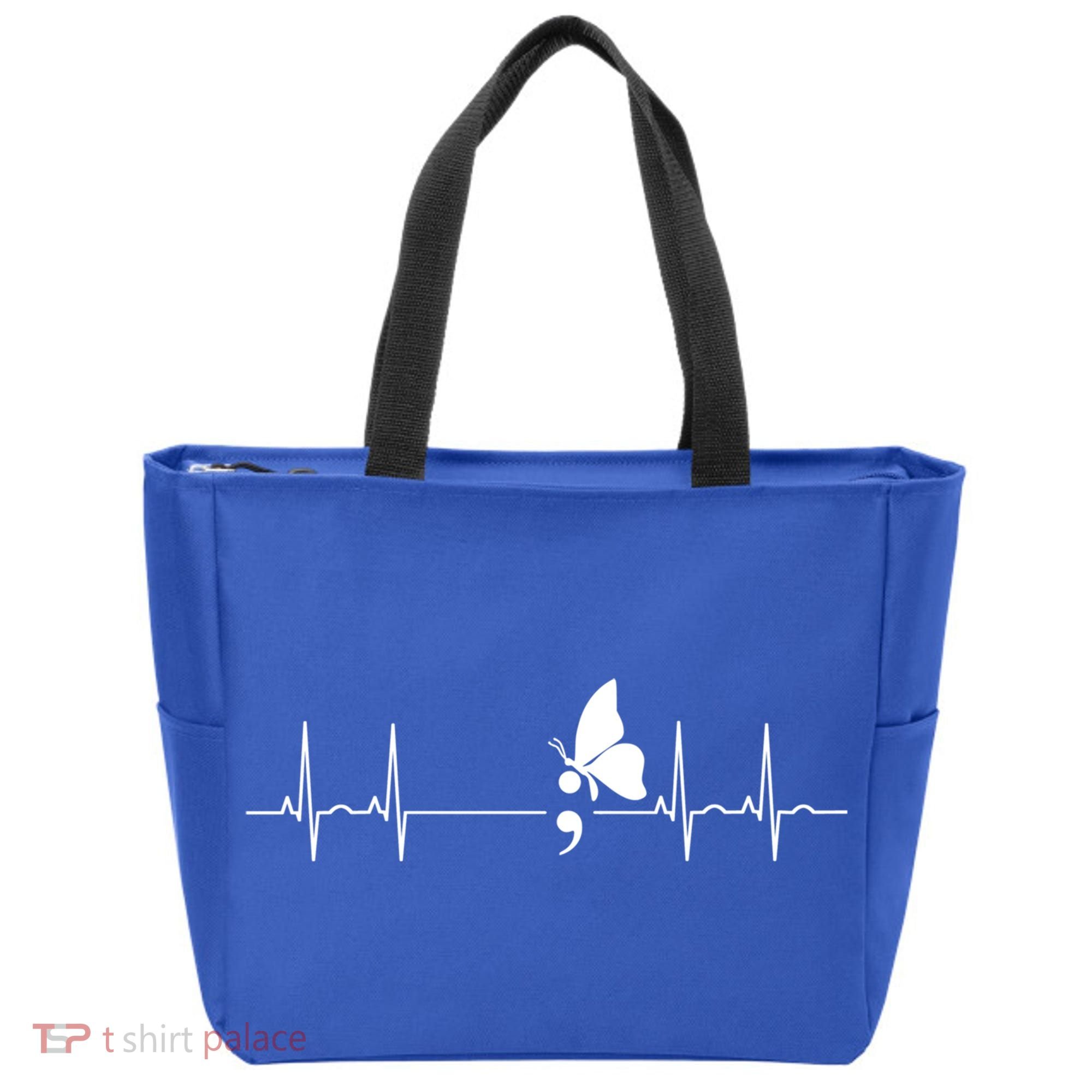 Semicolon Heartbeat Suicide Prevention Gift Tote Bag