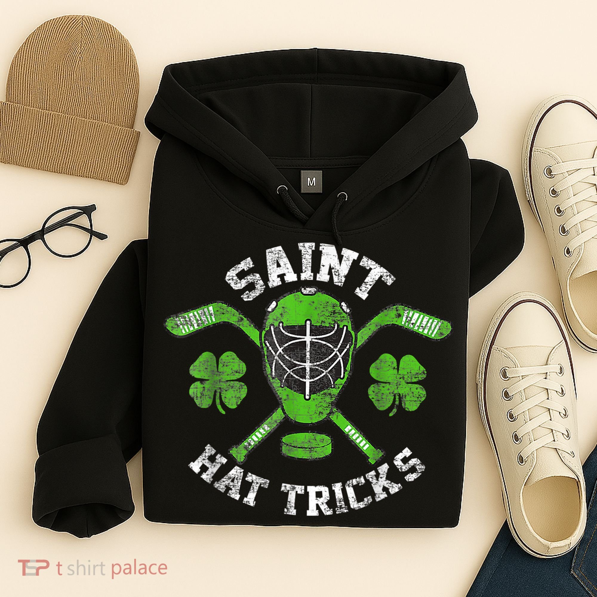 Saint Hattrick St Patrick's Day Hockey Hat Tricks Boy Hoodie