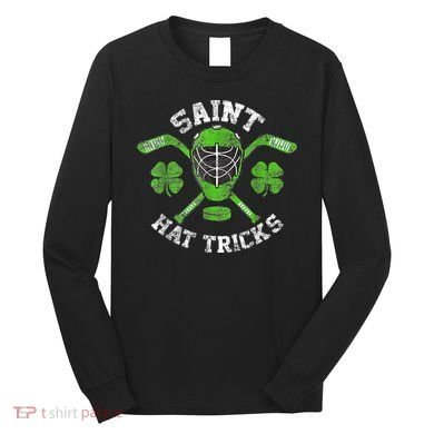 Saint Hattrick St Patrick's Day Hockey Hat Tricks Boy Long Sleeve Shirt