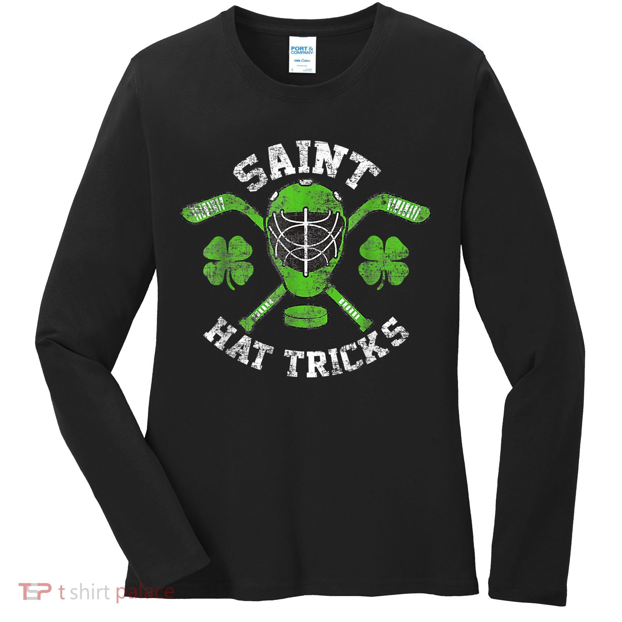 Saint Hattrick St Patrick's Day Hockey Hat Tricks Boy Women's Long Sleeve Shirt