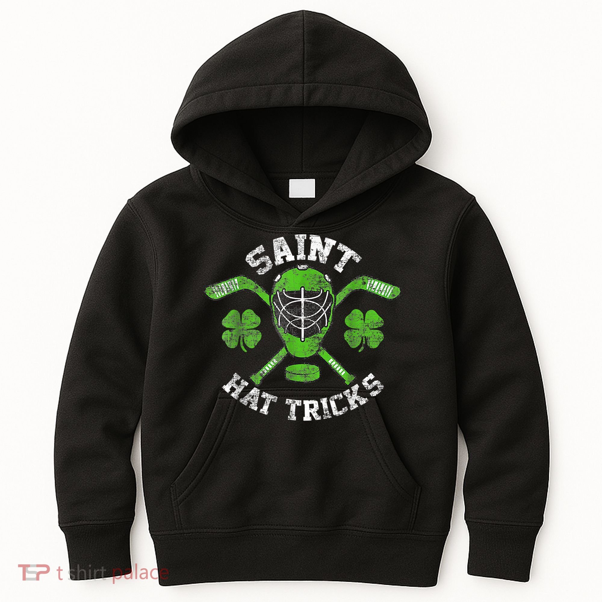 Saint Hattrick St Patrick's Day Hockey Hat Tricks Boy Kids Hoodie