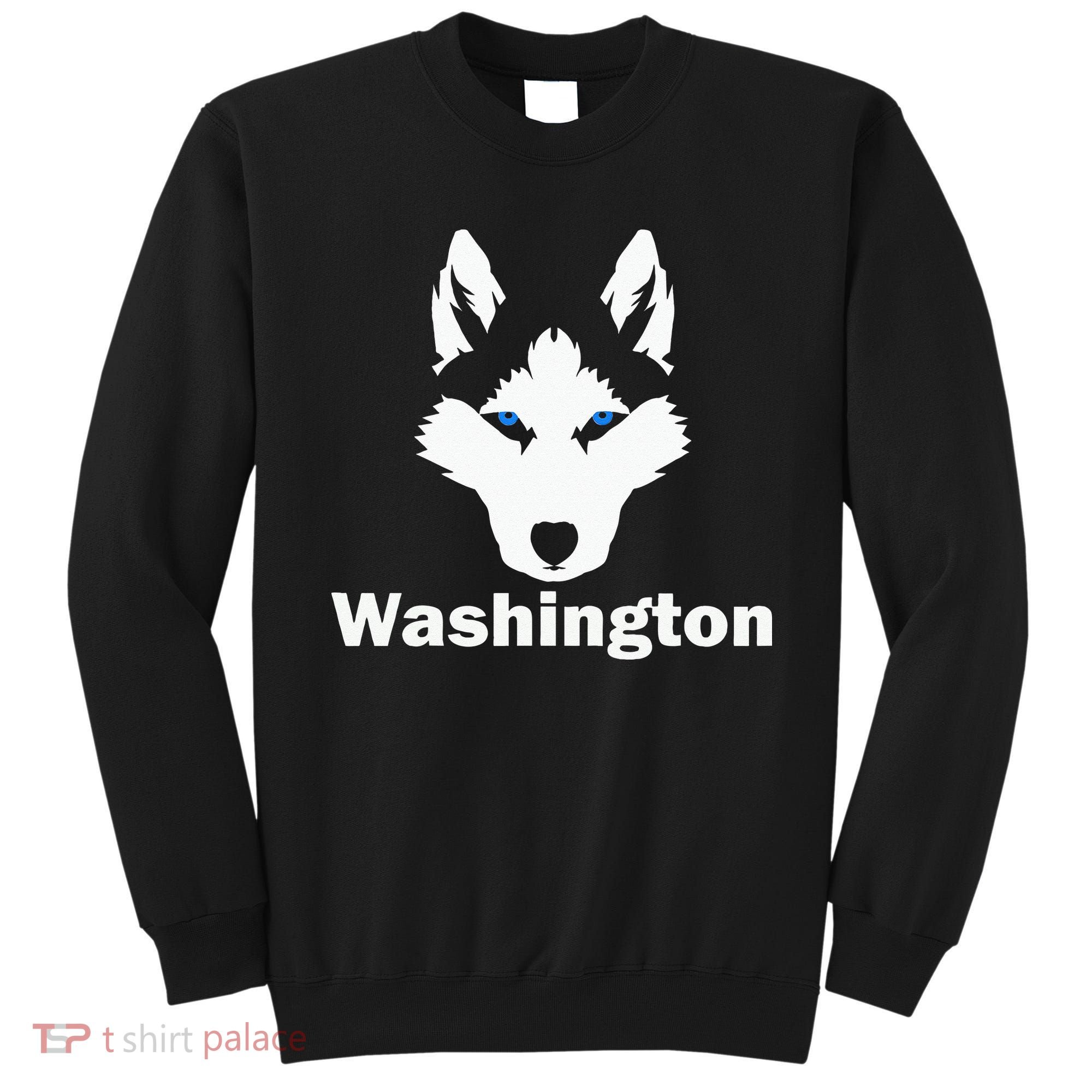 Siberian Huskies State Of Washington Husky Face Sweatshirt