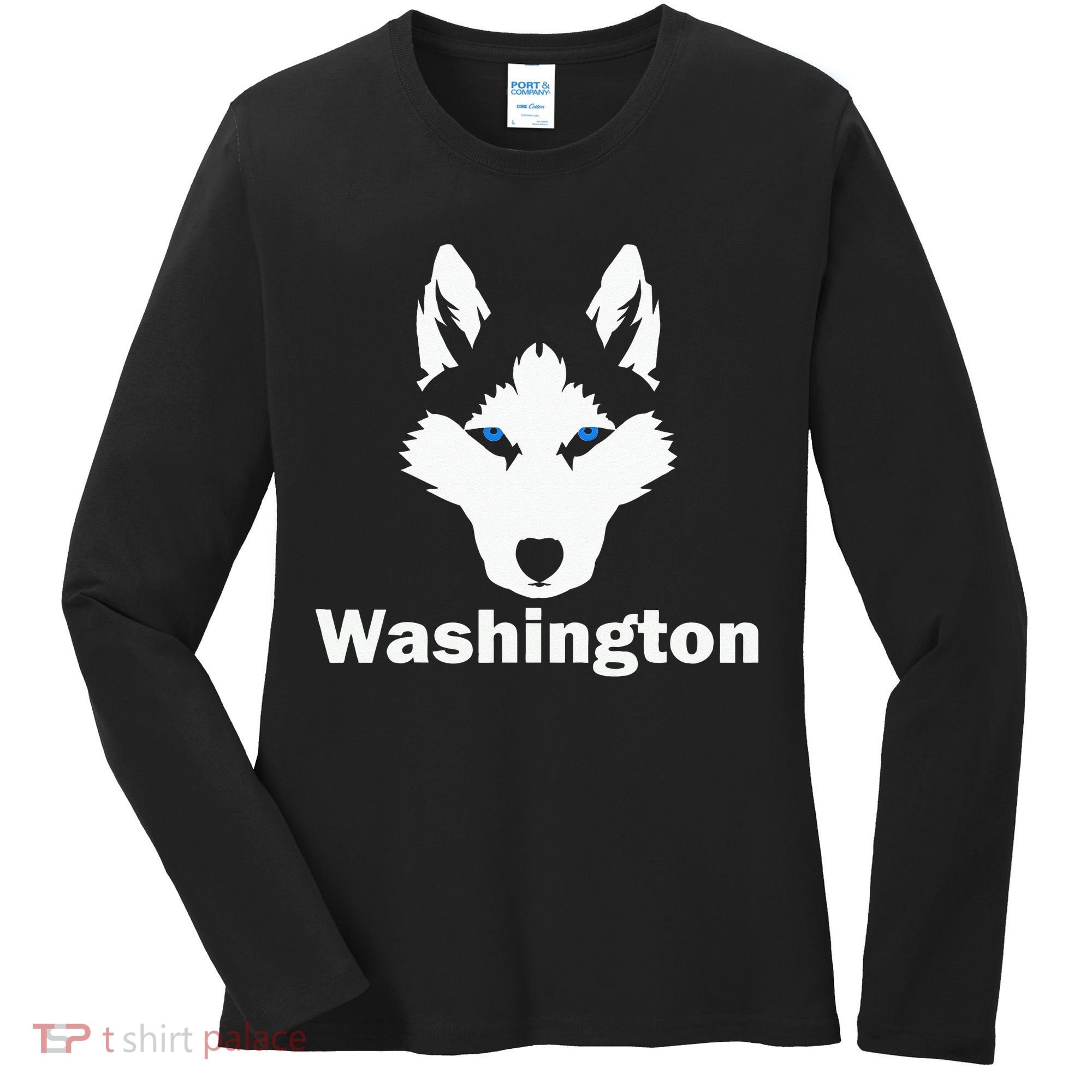 Siberian Huskies State Of Washington Husky Face Women's Long Sleeve Shirt