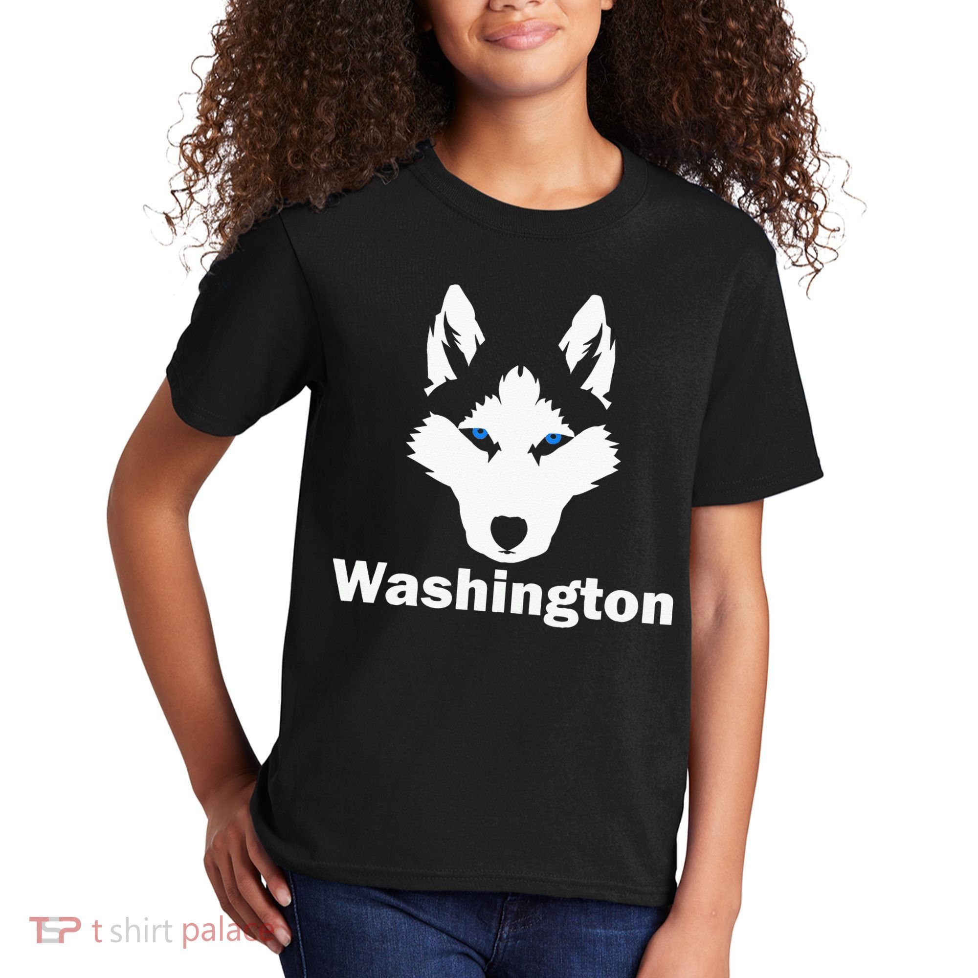 Siberian Huskies State Of Washington Husky Face Kids T-Shirt