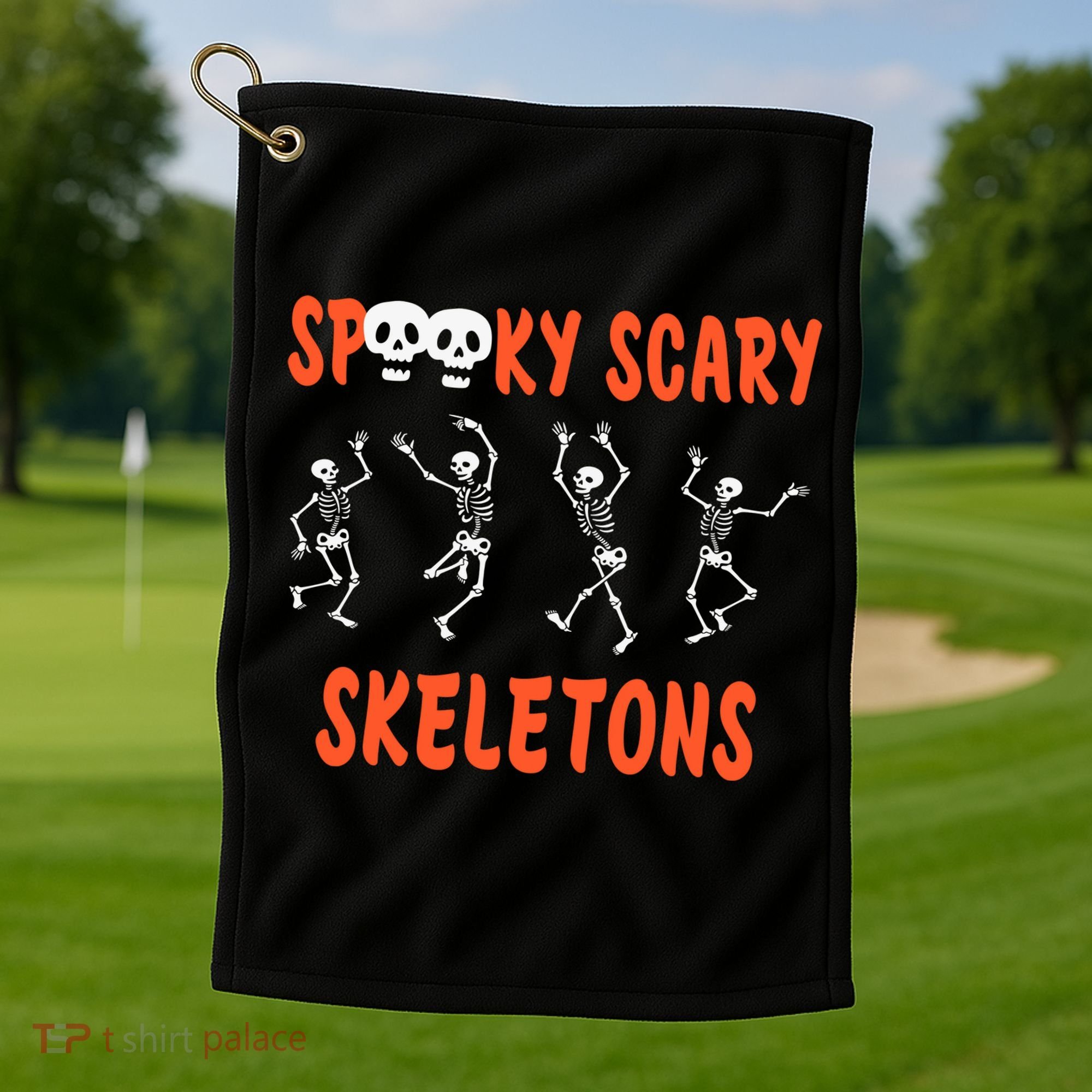Spooky Halloween Scary Skeletons Golf Towel