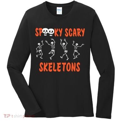Spooky Halloween Scary Skeletons Women's Long Sleeve Shirt