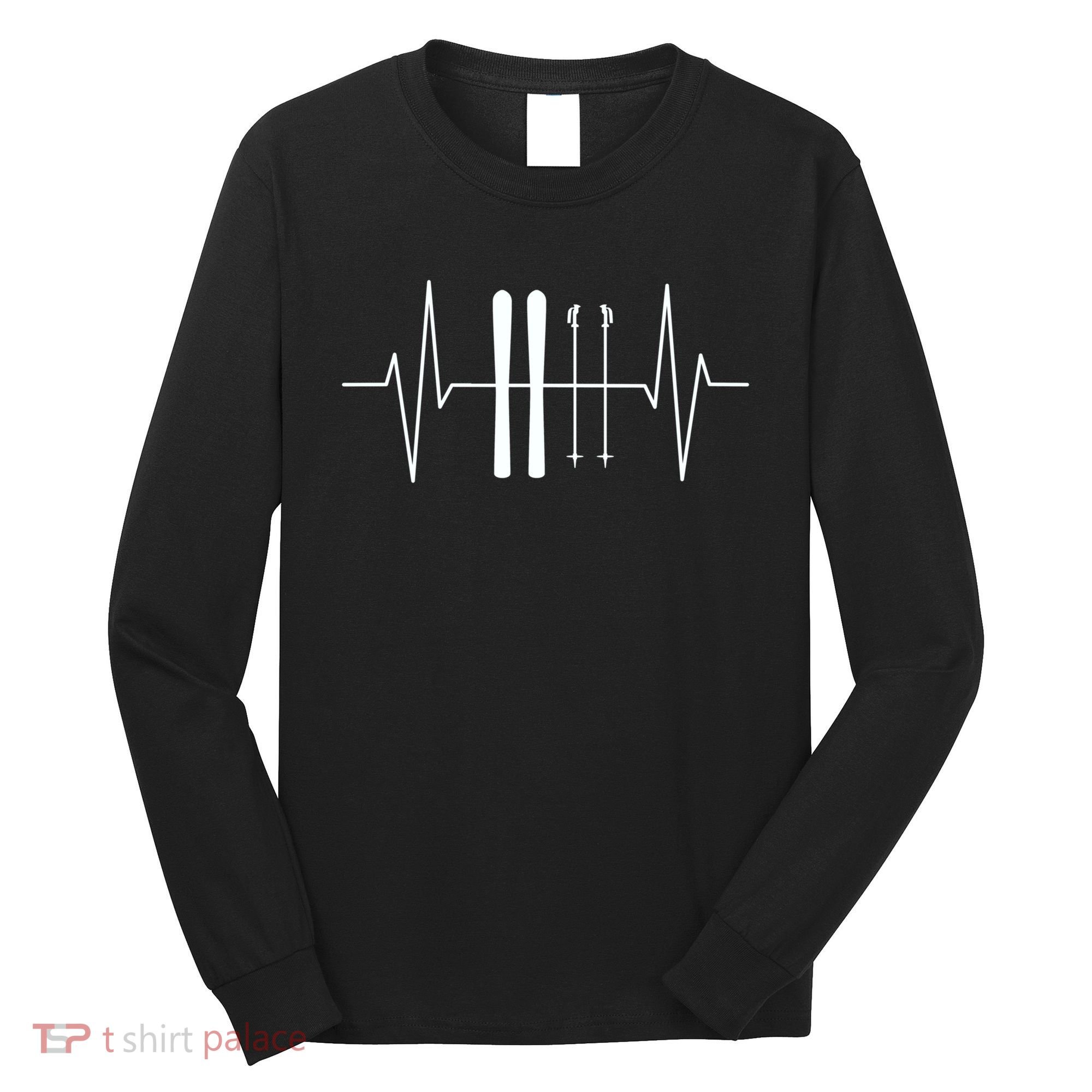 Ski Heartbeat Skier Skiing Gift For Skier Long Sleeve Shirt