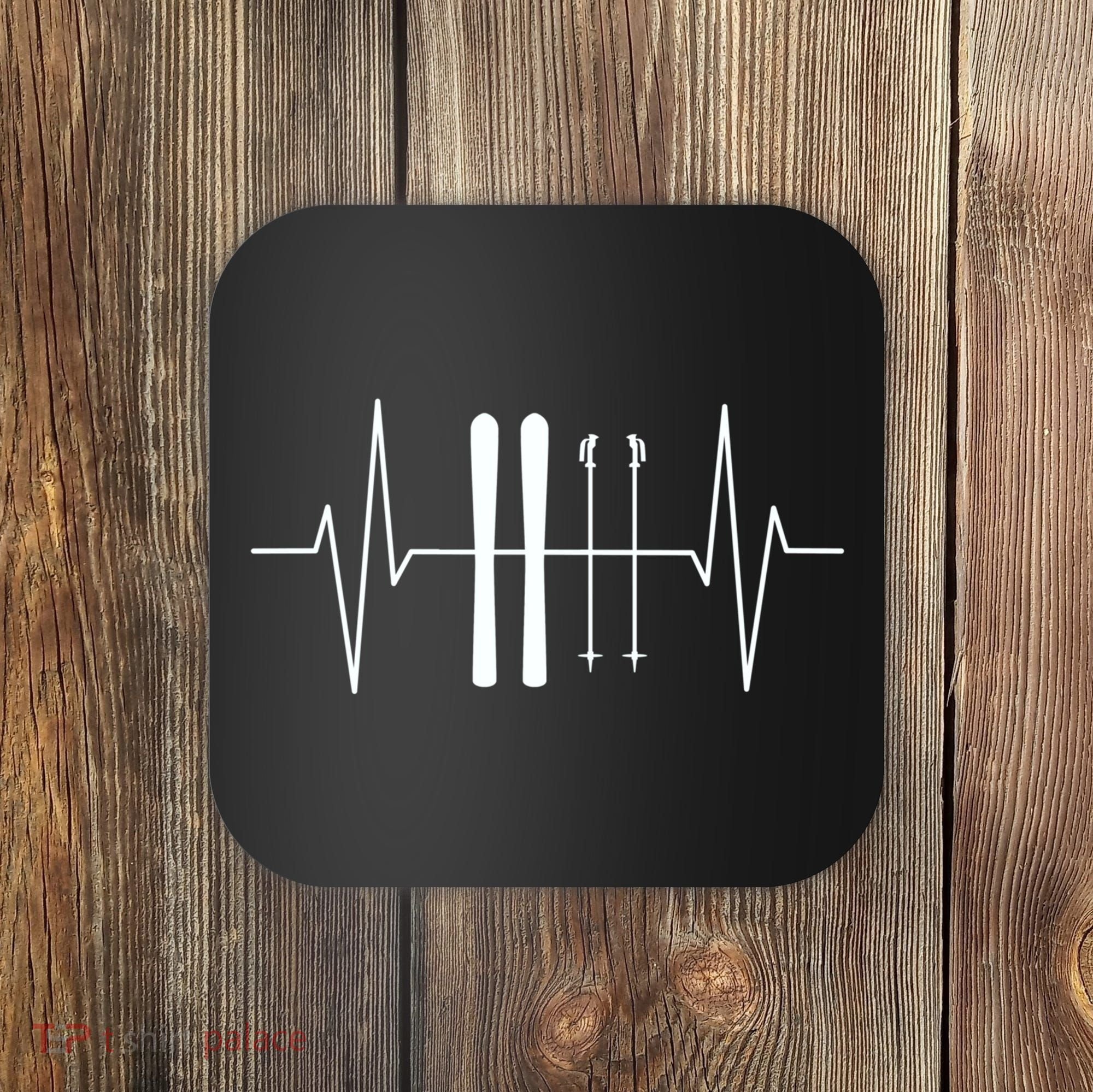 Ski Heartbeat Skier Skiing Gift For Skier Coaster
