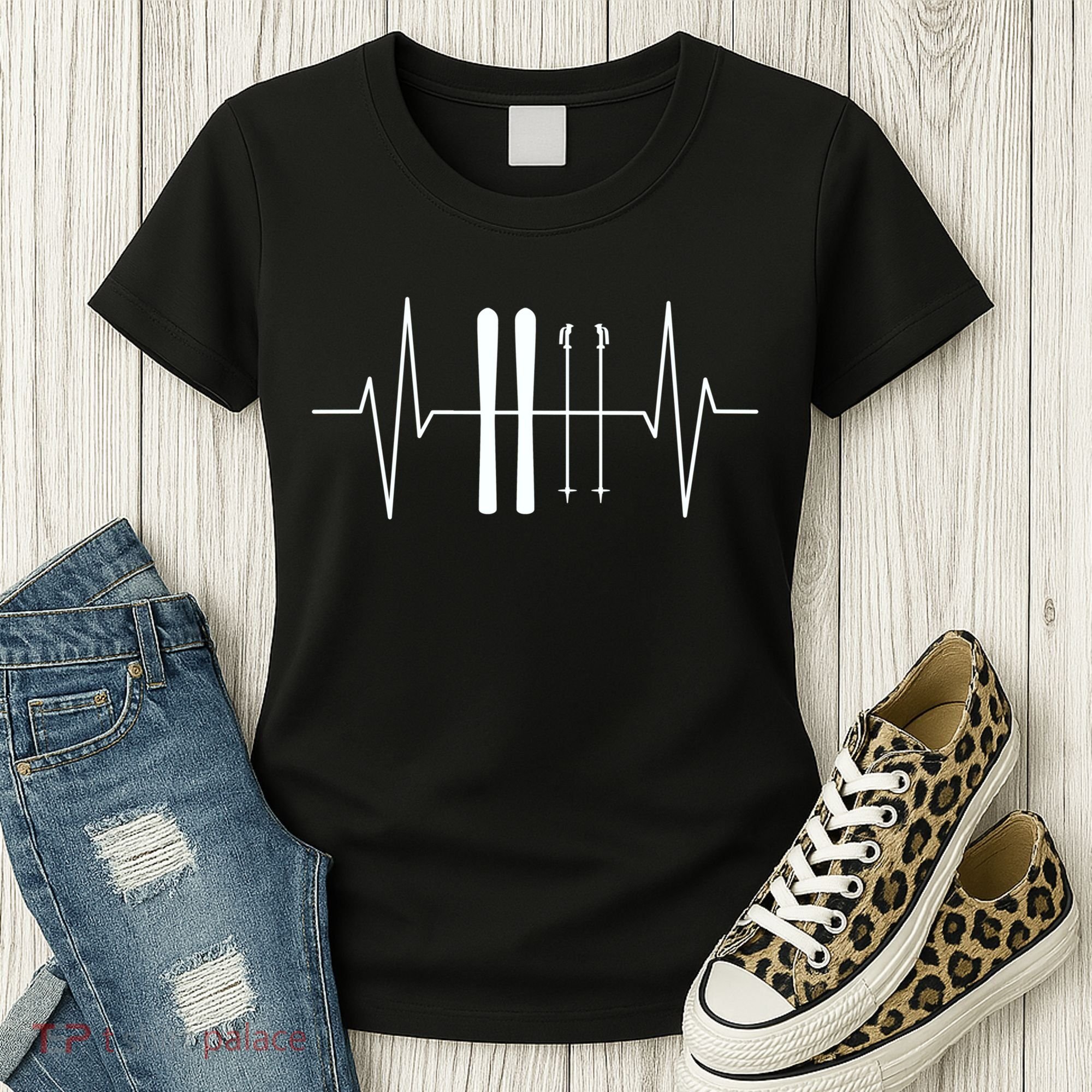 Ski Heartbeat Skier Skiing Gift For Skier Women's T-Shirt