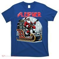 Sleigher Hail Santa Heavy Metal Christmas Rock Xmas Art  T-Shirt thumb 0