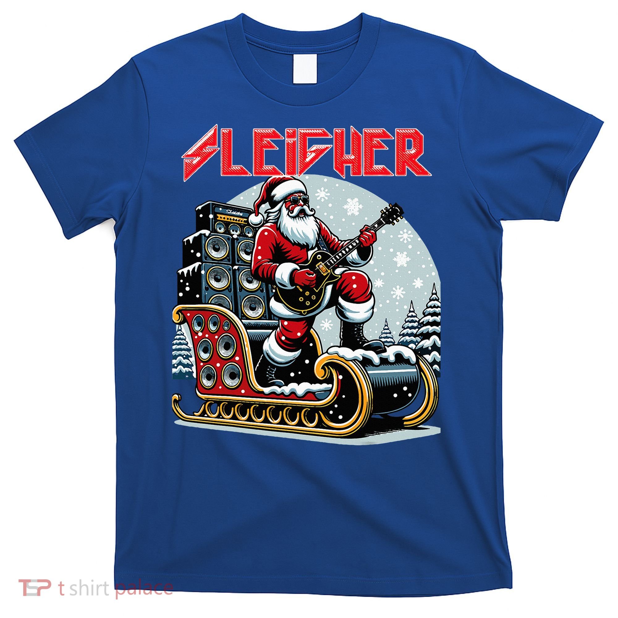 Sleigher Hail Santa Heavy Metal Christmas Rock Xmas Art  T-Shirt