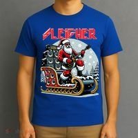 Sleigher Hail Santa Heavy Metal Christmas Rock Xmas Art  T-Shirt thumb 3