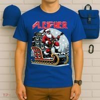 Sleigher Hail Santa Heavy Metal Christmas Rock Xmas Art  T-Shirt thumb 6