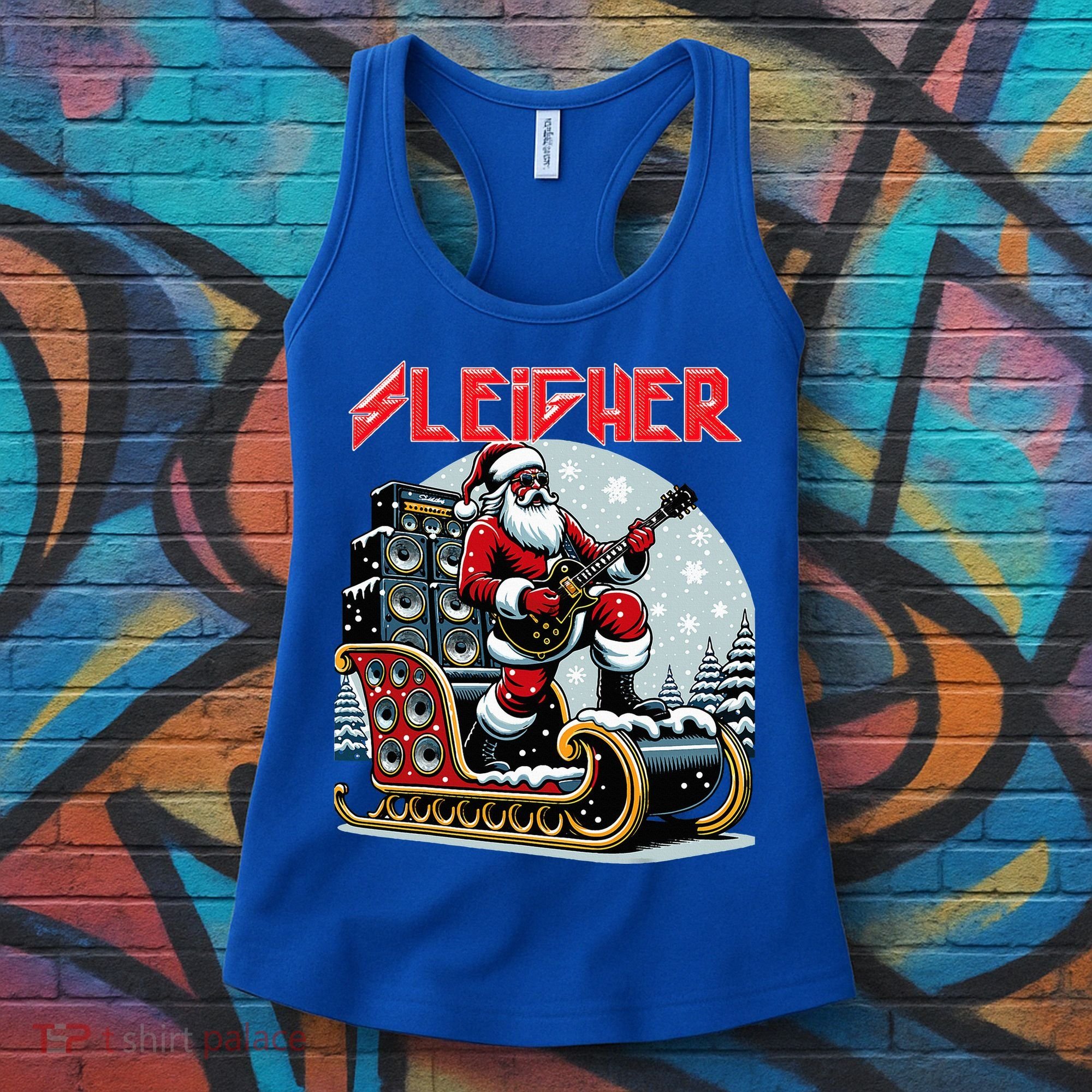 Sleigher Hail Santa Heavy Metal Christmas Rock Xmas Art  Women's Tank Top