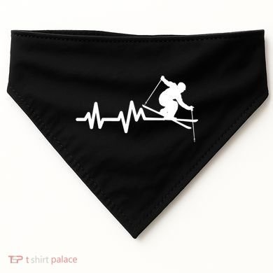 Ski Heartbeat Skiing Skier Great Gift USA-Made Doggie Bandana