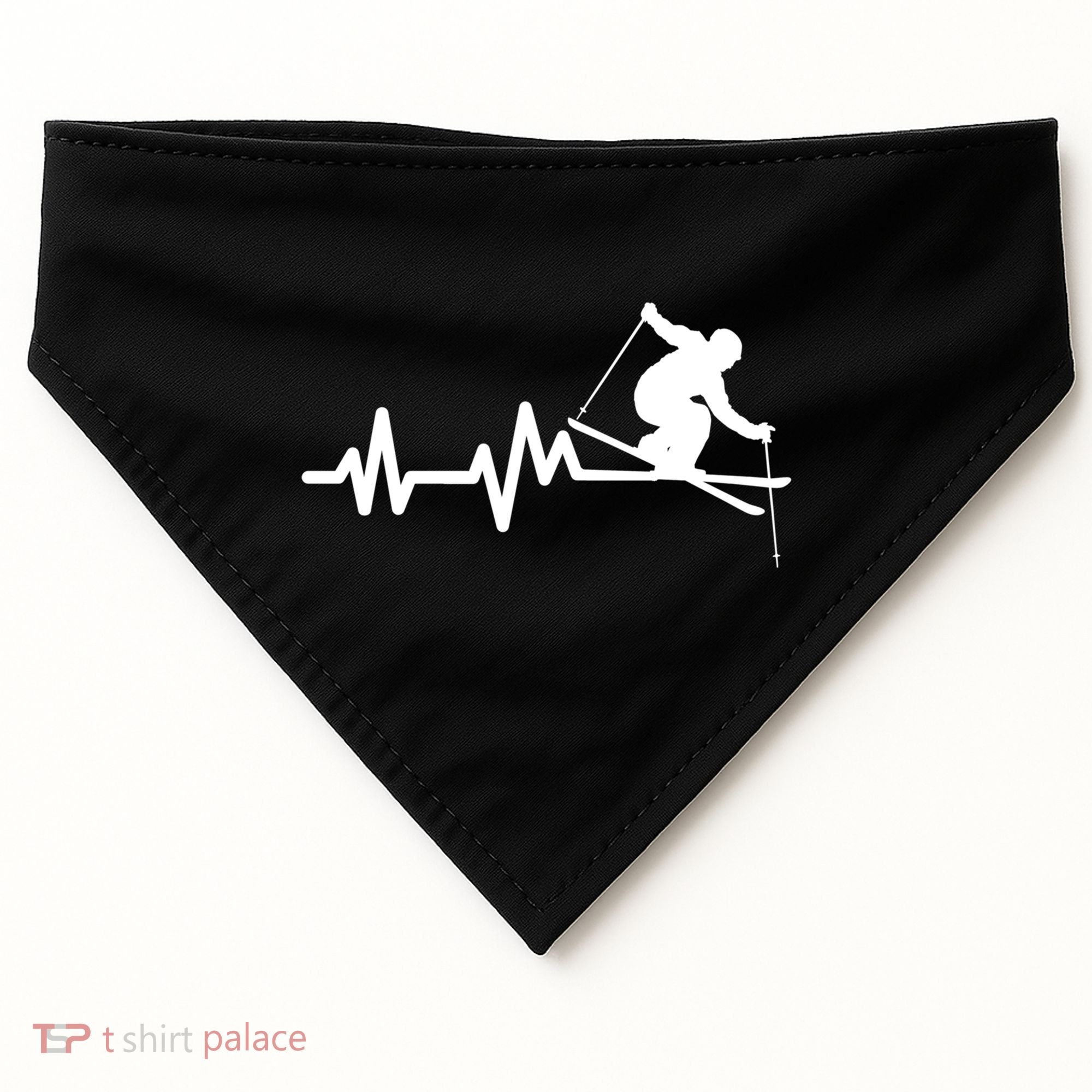 Ski Heartbeat Skiing Skier Great Gift USA-Made Doggie Bandana