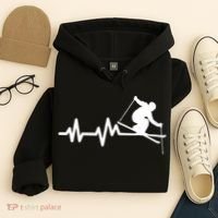 Ski Heartbeat Skiing Skier Great Gift Hoodie thumb 4