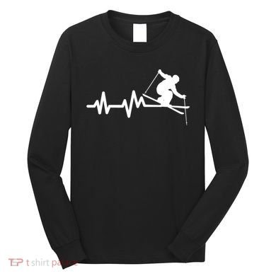 Ski Heartbeat Skiing Skier Great Gift Long Sleeve Shirt