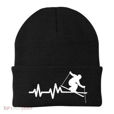 Ski Heartbeat Skiing Skier Great Gift Beanie