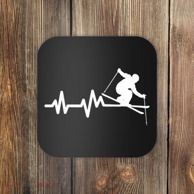 Ski Heartbeat Skiing Skier Great Gift Coaster