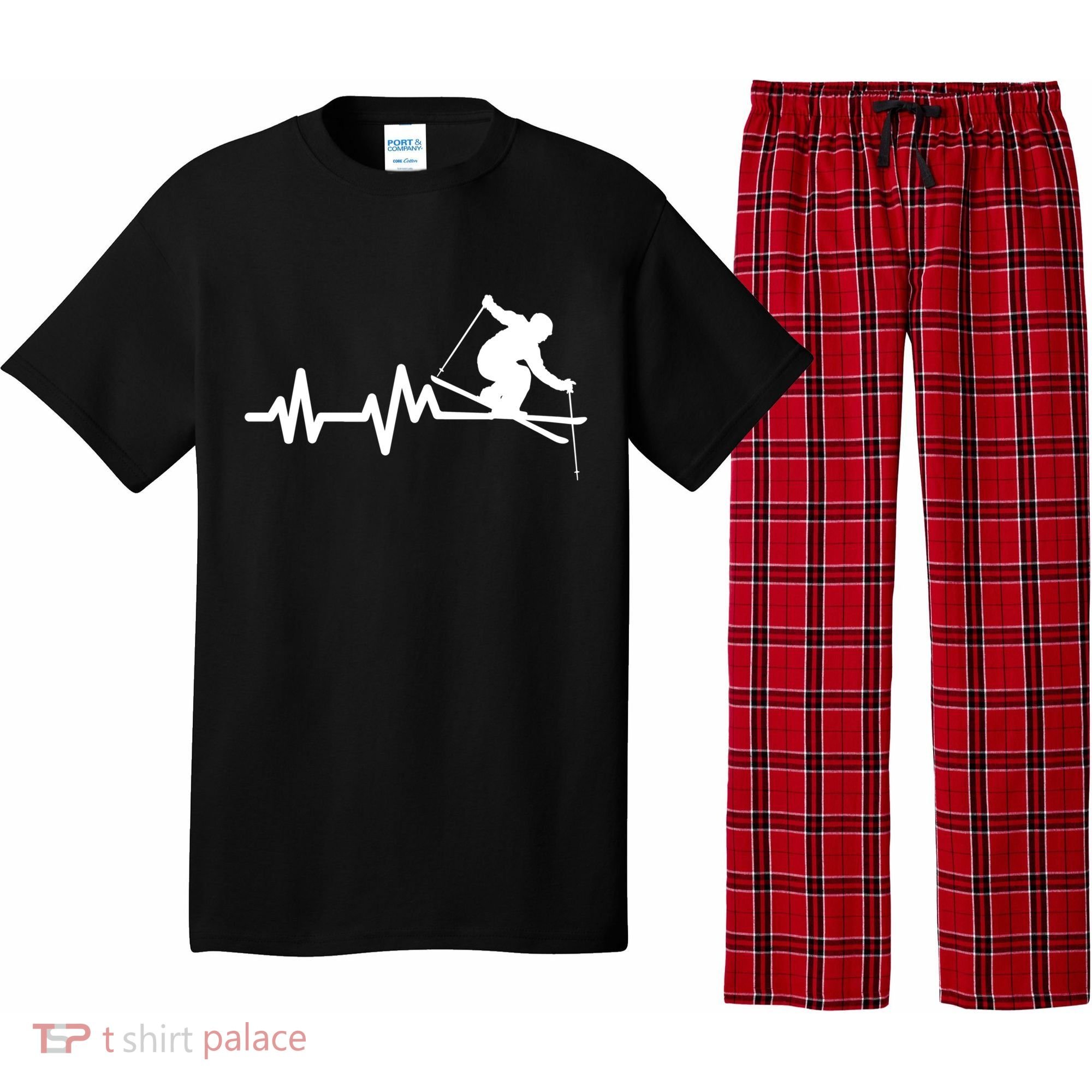 Ski Heartbeat Skiing Skier Great Gift Pajama Set