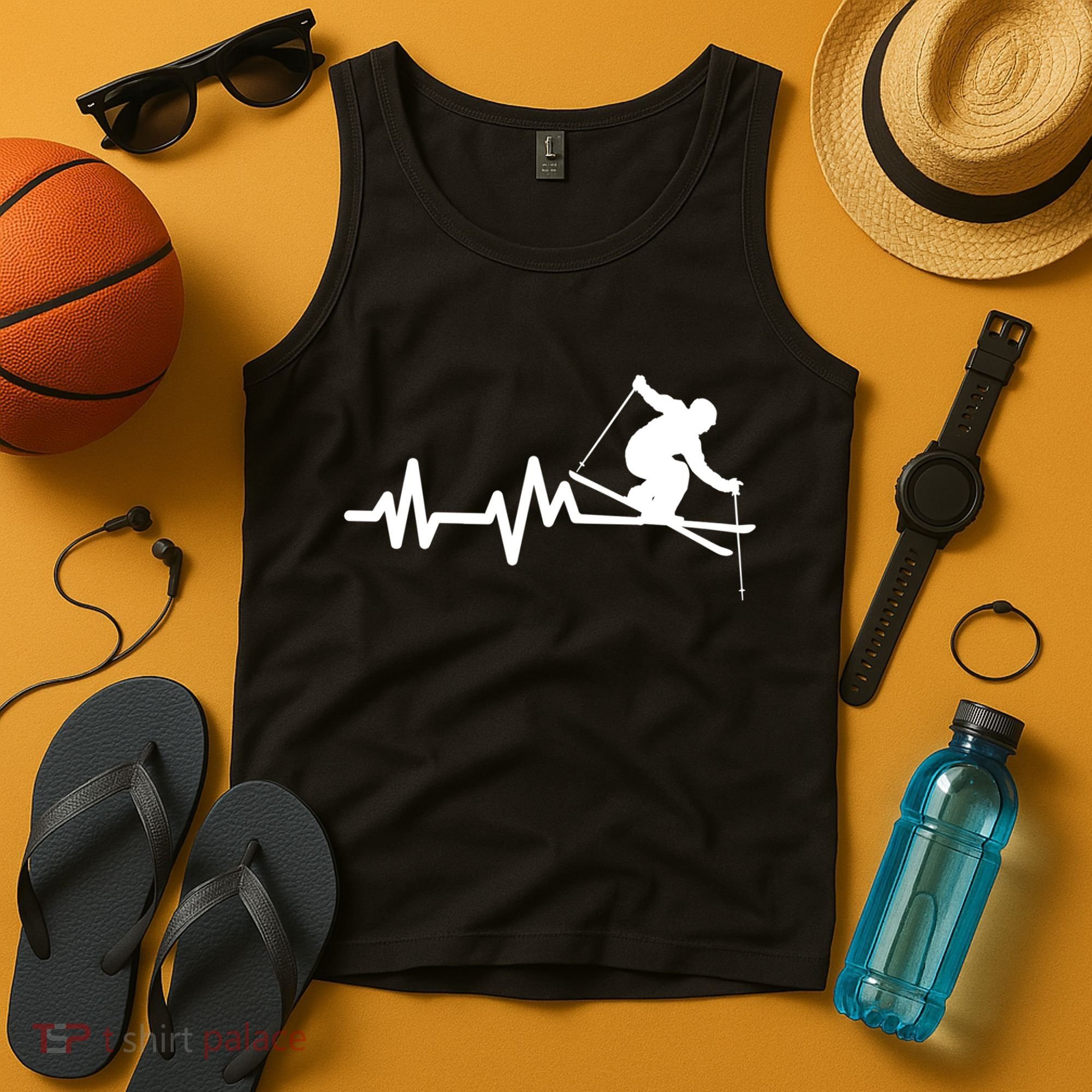 Ski Heartbeat Skiing Skier Great Gift Tank Top