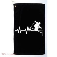 Ski Heartbeat Skiing Skier Great Gift Golf Towel thumb 0